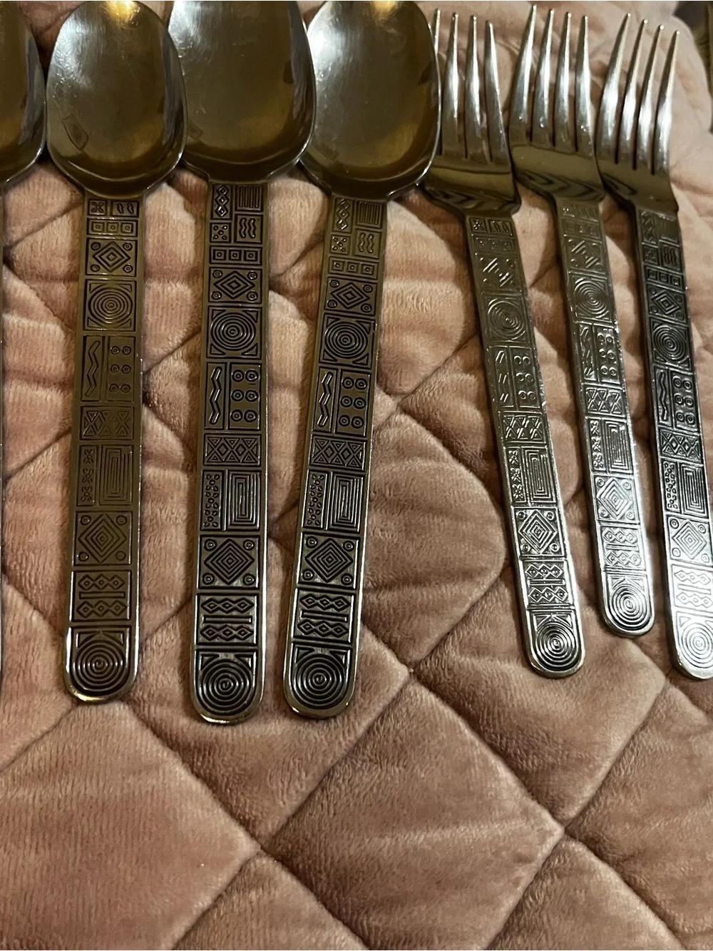 Cambridge Aztec Stainless Flatware 11 Pc Geometric Silverware Set Discontinued